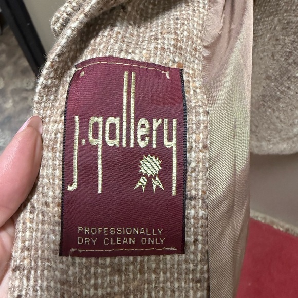 Vintage J.Gallery Tweed Wool Coat Sz XS Belted Shawl Collar - Picture 2 of 3